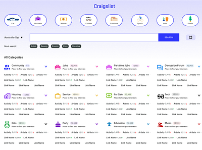 Website Redesign Practice - Craigslist practice redesign uxui website