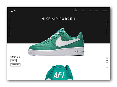 Nike Air Force 1 '07 Product Page above the fold landing item airforce nike parallax product page shoes ui ux