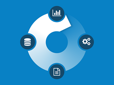 Financial Software Lifecycle blue flat flowchart icon illustration process