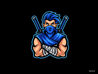 Blue Ninja animasi createralabs design illustration logo ninja ui vector