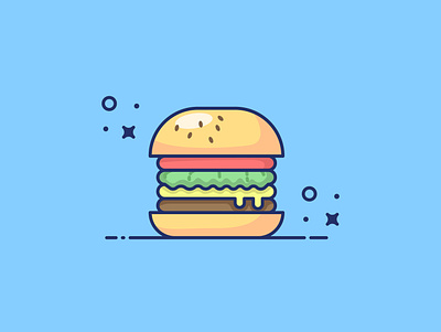 Burger flat design branding design flat icon icons illustration logo sticker vector yellow