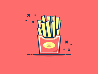 Yummy Fried potatoes!! clear flat icon illustration red sticker vector