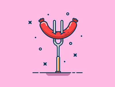 grilled sausage design fastfood flat icon illustration logo vector