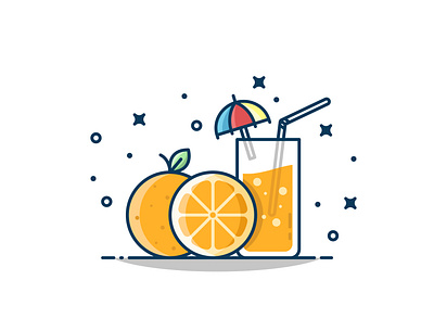 Refreshing orange juice! design flat icon illustration logo orange sticker vector yellow