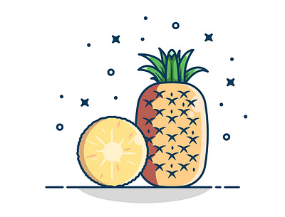 Pineapple, Healthy fruits concept design flat fruit fruits icon illustration logo sticker vector yellow