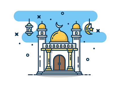 Ramadan Is Coming! design flat icon illustration logo ramadan sticker vector yellow