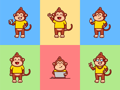 Cute Monkey Mascot Character