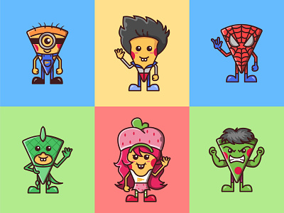 Pizza Mascot For Children's Day branding chacarter design flat icon illustration pizza sticker superhero vector