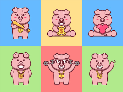 Cute Pig! 😊 animal cartoon cute design flat graphic design icon illustration kawaii logo mammal pig pork sticker vector