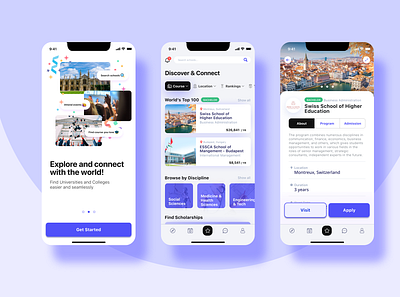 App for searching Universities and Colleges design mobile app product design ui user centered ux