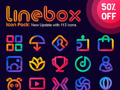 Linebox Icon Pack app color creative design icon icon pack icons illustration inspiration logodesign minimal play store vector