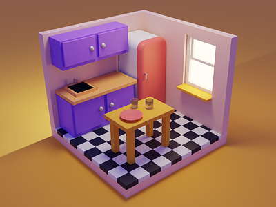 Kitchen Scene 3d 3dart 3dmodeling blender blendermodel environment illustration
