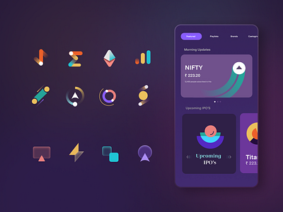 Finance App Concept brand language finance iconography mobile app pattern shapes ui visual design
