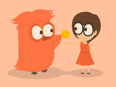Orange Owl digital art illustration kid