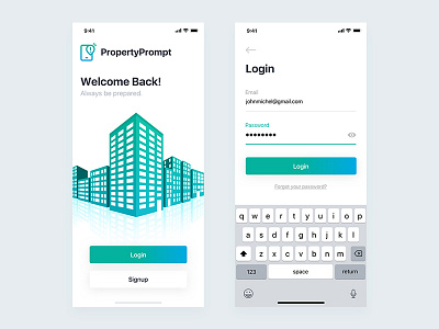 PropertyPrompt Login Screen android android app animation app building business corporate design app dribbble illustration ios login login design property property management real estate ui ui concept ux ux process