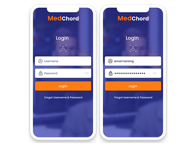 MedChord App Login mobile app design