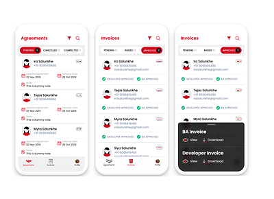 CRM Red Theme branding design flat minimal mobile app design typography ui ux