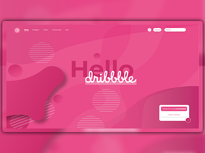 Hello Dribble blobs buttons dribble hello landing page pink search ui website