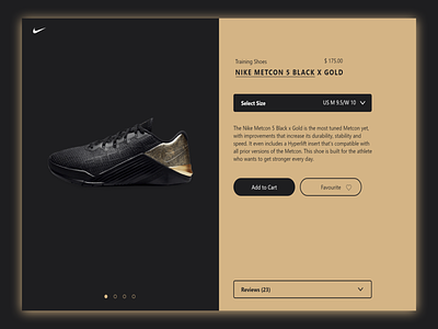 Nike Product Page black dribbble gold minimal modern nike product page shoes shopping web design web page website
