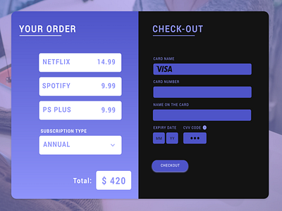 DailyUI - 2 - Checkout Page 2 checkout credit card dailyui design page ui