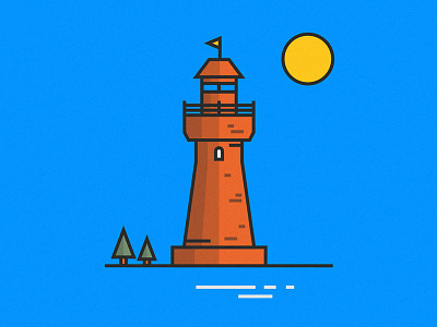 Lighthouse illustration lighthouse simple sun vector