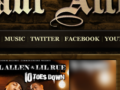 Paul Allen Website (rapper) Progress design header hip hop interface logo navigation rap texture type user web