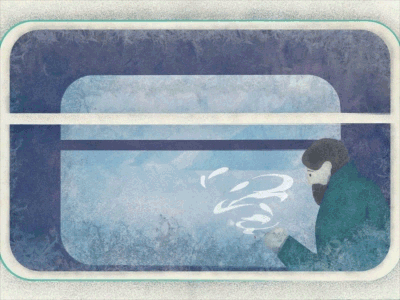 Broken Flowers . animation book illustration man. train. travel woman