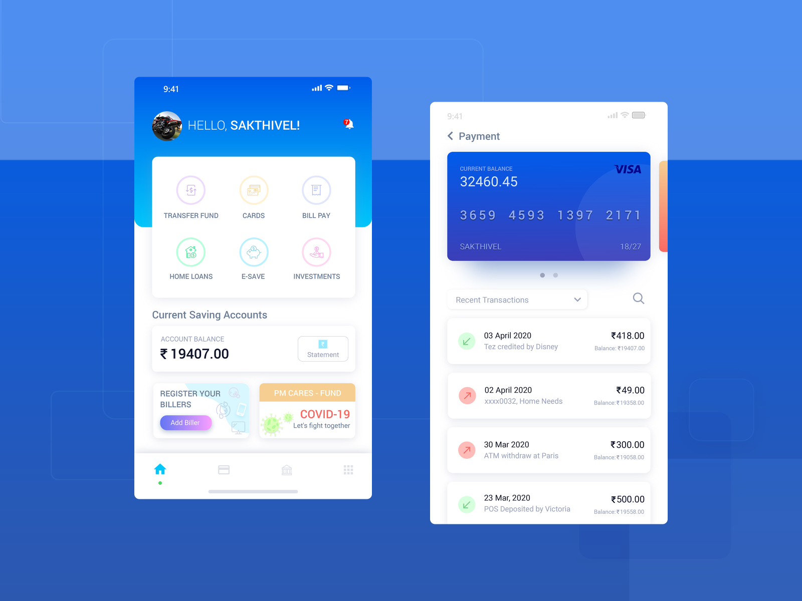 Bank App by Shakthi on Dribbble