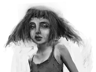 I See You charcoal digital girl illustration stare