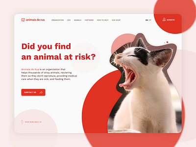 Landing Page | daily ui #003 above the fold adopt adoption animals cat daily ui dailyui dailyuichallenge dog donate donation help landing page organization red stray ui uiux website