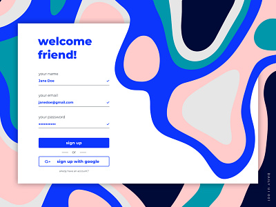 Sign Up | daily ui #001 account colors dailyui form log in minimal modal screen sign up sign up page ui ux waves webside welcome