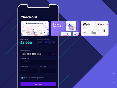 Checkout | daily ui #002 blue buy card checkout colors daily dailyui green minimal mobile payment price purple resources simple ui ux