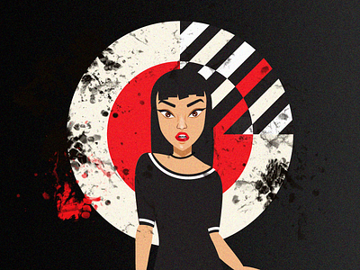 Red girl illustrator japan photoshop red