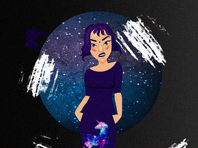 Blue blue girl illustration illustrator photoshop star universe