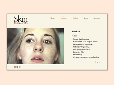 Skin Enhanced webpage beauty digital salon ui ux web