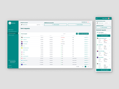 Open banking: sent requests banking branding data design figma fintech open banking payment responsive saas table ui ux