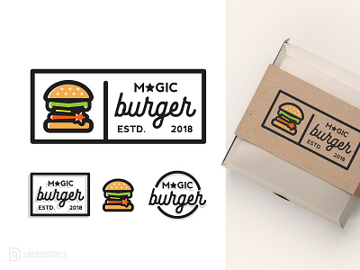 Magic Burger logo bold branding burger burger logo burgers design food food and drink food illustration foodlogo icon illustration logo magic simplelogo stamp vector