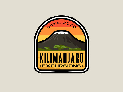 Kilimanjaro excursions badge adventure africa badge bold branding design expedition illustration logo mountain peak safari vector