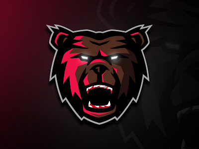 Bear Logo, available bear black bold grey grizzly mascot masculine red sport sportslogo