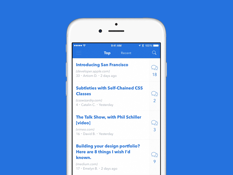 DN Paper - Menu and Profile animation app designernews dnpaper gif ios mobile ui ux