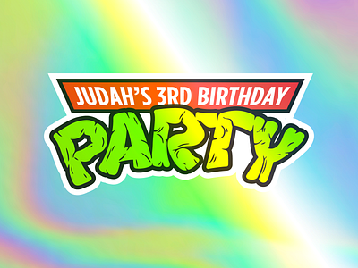 Party!!! birthday party holographic ninja turtles sticker turtle power type
