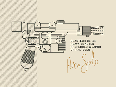 Blastech DL-44 blaster design han solo illustration solo star wars