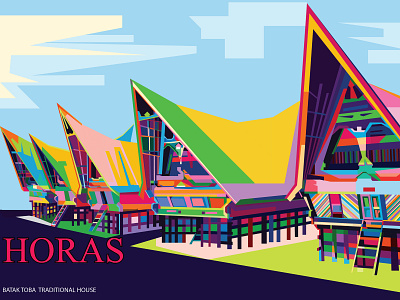 Rumah Adat Toba 01 adobe illustrator design popart vector wpap