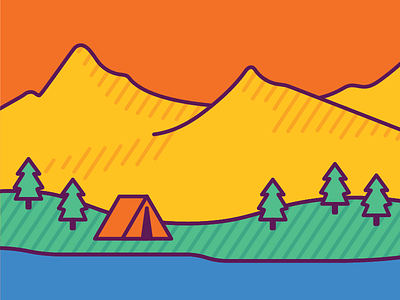 mountainside camping illustration mountain tent vector