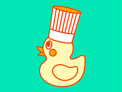 chef duck chef hat duck illustration monoline vector