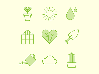 plant it yourself greenhouse icon set leaves plants spade vector watering can