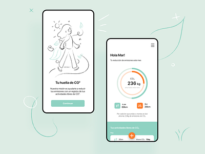 Sustainability app - Eco habit tracker app app concept branding concept design ecofriendly habit tracker hand drawn illustration minimal spanish sustainability ui