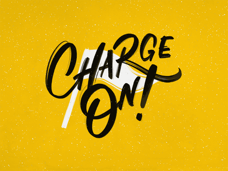 Charge On! animation calligraphy f45 flag handwriting lettering type ucf