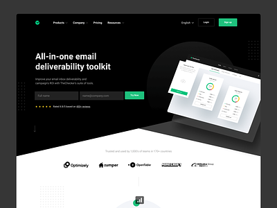 TheChecker - hero section v1 brand brazil clean email email marketing green saas saas landing page saas website software design the checker thechecker ui design uiboost uidesign webflow website