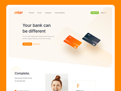 Inter Bank - hero redesign bank bank card brasil brazil card creditcard interface mastercard money orange ui design uidesign webflow
